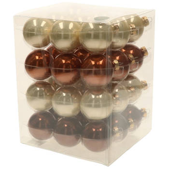 36x stuks glazen kerstballen natuurtinten (opal natural) 6 cm mat/glans - Kerstbal