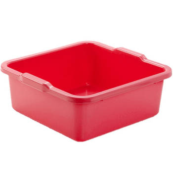 Set van 2x stuks kunststof teiltje/afwasbak vierkant 11 liter rood - Afwasbak