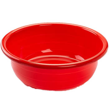 Grote kunststof teiltje/afwasbak rond 20 liter rood - Afwasbak