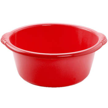 Set van 2x stuks kunststof teiltjes/afwasbakken rond 15 liter rood - Afwasbak