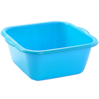 Kunststof teiltje/afwasbak vierkant 15 liter blauw - Afwasbak