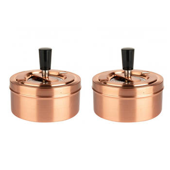 2x stuks ronde draaiasbakken/drukasbakken rose goud 11 cm - Asbakken