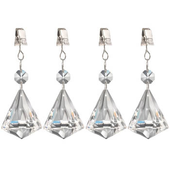 4x stuks tafelkleedgewichtjes kristallen diamant glas - Tafelkleedgewichten