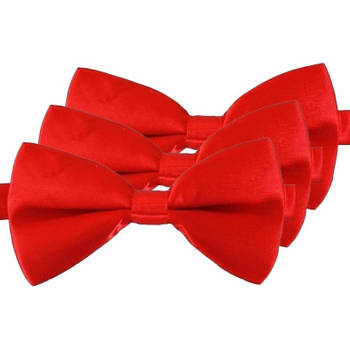 3x Rode verkleed vlinderstrikken/vlinderdassen 12 cm voor dames/heren - Verkleedstrikjes