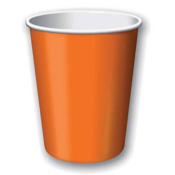 24x Oranje wegwerp bekertjes 256 ml feestdecoratie - Feestbekertjes