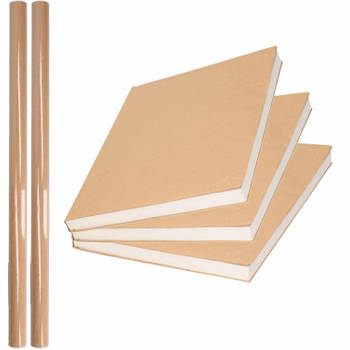 2x stuks Rollen kaftpapier/verzendpapier - 500 x 70 cm - bruin - Kaftpapier