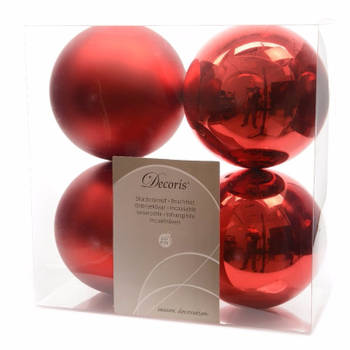 8-delige kerstballen set 10 cm rood - Kerstbal