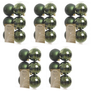 30x Kunststof kerstballen glanzend/mat donkergroen 8 cm kerstboom versiering/decoratie - Kerstbal
