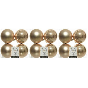 12x Kunststof kerstballen glanzend/mat donker parel/champagne 10 cm kerstboom versiering/decoratie - Kerstbal