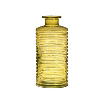 Glazen stijlvolle bloemenvaas transparant geel D9.5 en H21.5 cm - Vazen