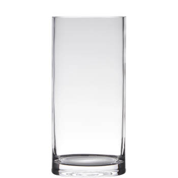 Glazen bloemen cilinder vaas/vazen 35 x 15 cm transparant - Vazen