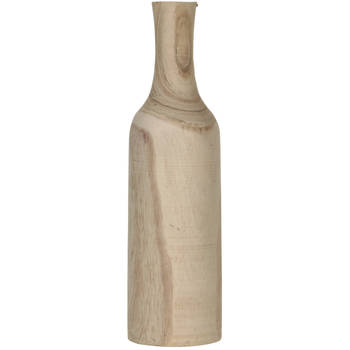 1x Decoratie fles vaas/vazen van hout 47 x 14 cm bruin - Vazen
