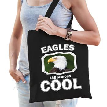 Katoenen tasje eagles are serious cool zwart - zeearenden/ arend cadeau tas - Feest Boodschappentassen