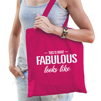 This is what fabulous looks like cadeau tas roze voor fantastische dames - Feest Boodschappentassen