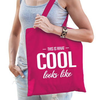 This is what cool looks like cadeau tas roze voor coole dames - Feest Boodschappentassen