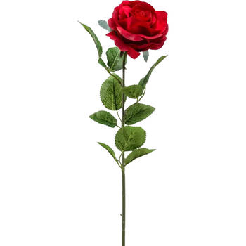 Emerald Kunstbloem roos Marleen - rood - 63 cm - decoratie bloemen - Kunstbloemen