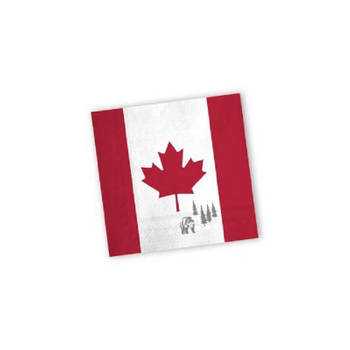 Papieren Canada vlaggetjes servetten 40x stuks - Feestservetten