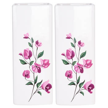 2x Witte verwarming verdampers botanische print bloesemtak 21 cm - Luchtbevochters