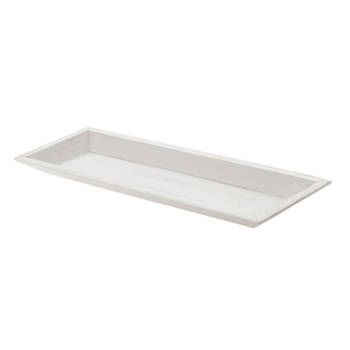 Houten white wash kaarsenplateau onderzet bord/kaarsonderzetter 39 x 15 cm - Kaarsenplateaus