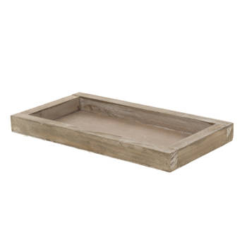 Houten naturel wash kaarsenplateau onderzet bord/kaarsonderzetter 28 x 15 cm - Kaarsenplateaus