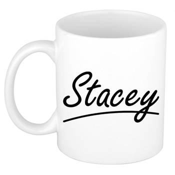 Stacey voornaam kado beker / mok sierlijke letters - gepersonaliseerde mok met naam - Naam mokken