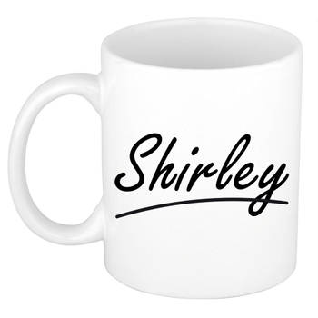 Shirley voornaam kado beker / mok sierlijke letters - gepersonaliseerde mok met naam - Naam mokken