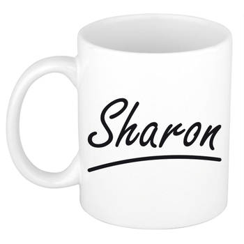 Sharon voornaam kado beker / mok sierlijke letters - gepersonaliseerde mok met naam - Naam mokken