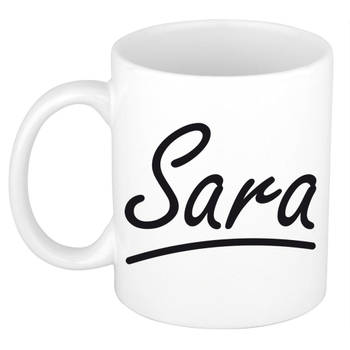 Sara voornaam kado beker / mok sierlijke letters - gepersonaliseerde mok met naam - Naam mokken