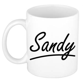 Sandy voornaam kado beker / mok sierlijke letters - gepersonaliseerde mok met naam - Naam mokken