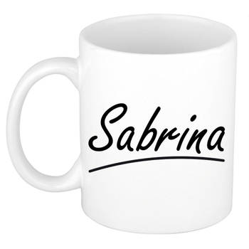 Sabrina voornaam kado beker / mok sierlijke letters - gepersonaliseerde mok met naam - Naam mokken