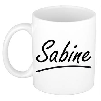Sabine voornaam kado beker / mok sierlijke letters - gepersonaliseerde mok met naam - Naam mokken
