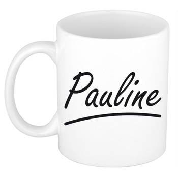 Pauline voornaam kado beker / mok sierlijke letters - gepersonaliseerde mok met naam - Naam mokken