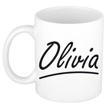 Olivia voornaam kado beker / mok sierlijke letters - gepersonaliseerde mok met naam - Naam mokken