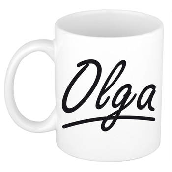 Olga voornaam kado beker / mok sierlijke letters - gepersonaliseerde mok met naam - Naam mokken