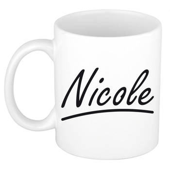 Nicole voornaam kado beker / mok sierlijke letters - gepersonaliseerde mok met naam - Naam mokken