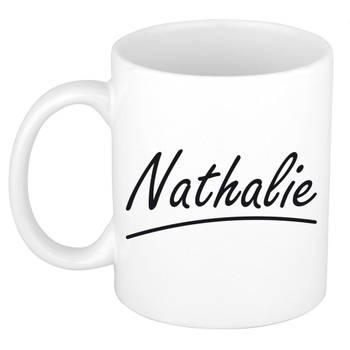 Nathalie voornaam kado beker / mok sierlijke letters - gepersonaliseerde mok met naam - Naam mokken