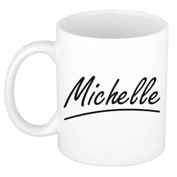 Michelle voornaam kado beker / mok sierlijke letters - gepersonaliseerde mok met naam - Naam mokken