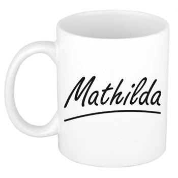 Mathilda voornaam kado beker / mok sierlijke letters - gepersonaliseerde mok met naam - Naam mokken