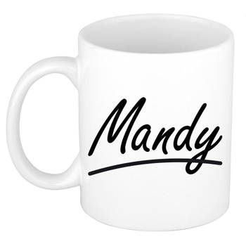 Mandy voornaam kado beker / mok sierlijke letters - gepersonaliseerde mok met naam - Naam mokken