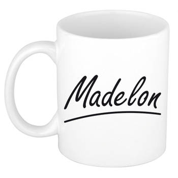 Madelon voornaam kado beker / mok sierlijke letters - gepersonaliseerde mok met naam - Naam mokken