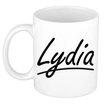 Lydia voornaam kado beker / mok sierlijke letters - gepersonaliseerde mok met naam - Naam mokken