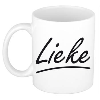 Lieke voornaam kado beker / mok sierlijke letters - gepersonaliseerde mok met naam - Naam mokken