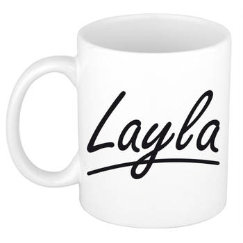 Layla voornaam kado beker / mok sierlijke letters - gepersonaliseerde mok met naam - Naam mokken
