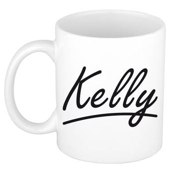 Kelly voornaam kado beker / mok sierlijke letters - gepersonaliseerde mok met naam - Naam mokken