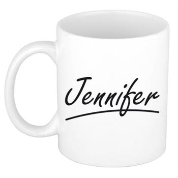 Jennifer voornaam kado beker / mok sierlijke letters - gepersonaliseerde mok met naam - Naam mokken