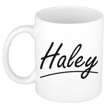 Haley voornaam kado beker / mok sierlijke letters - gepersonaliseerde mok met naam - Naam mokken