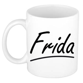 Frida voornaam kado beker / mok sierlijke letters - gepersonaliseerde mok met naam - Naam mokken