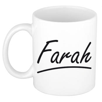 Farah voornaam kado beker / mok sierlijke letters - gepersonaliseerde mok met naam - Naam mokken