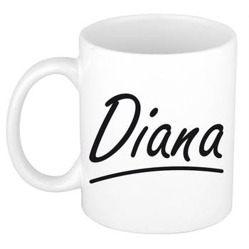 Diana voornaam kado beker / mok sierlijke letters - gepersonaliseerde mok met naam - Naam mokken
