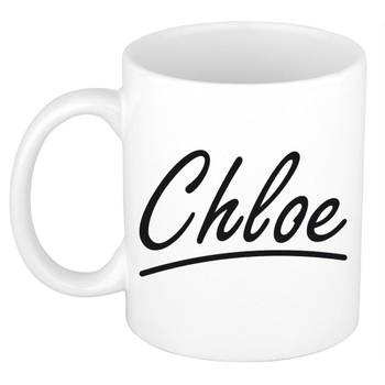 Chloe voornaam kado beker / mok sierlijke letters - gepersonaliseerde mok met naam - Naam mokken